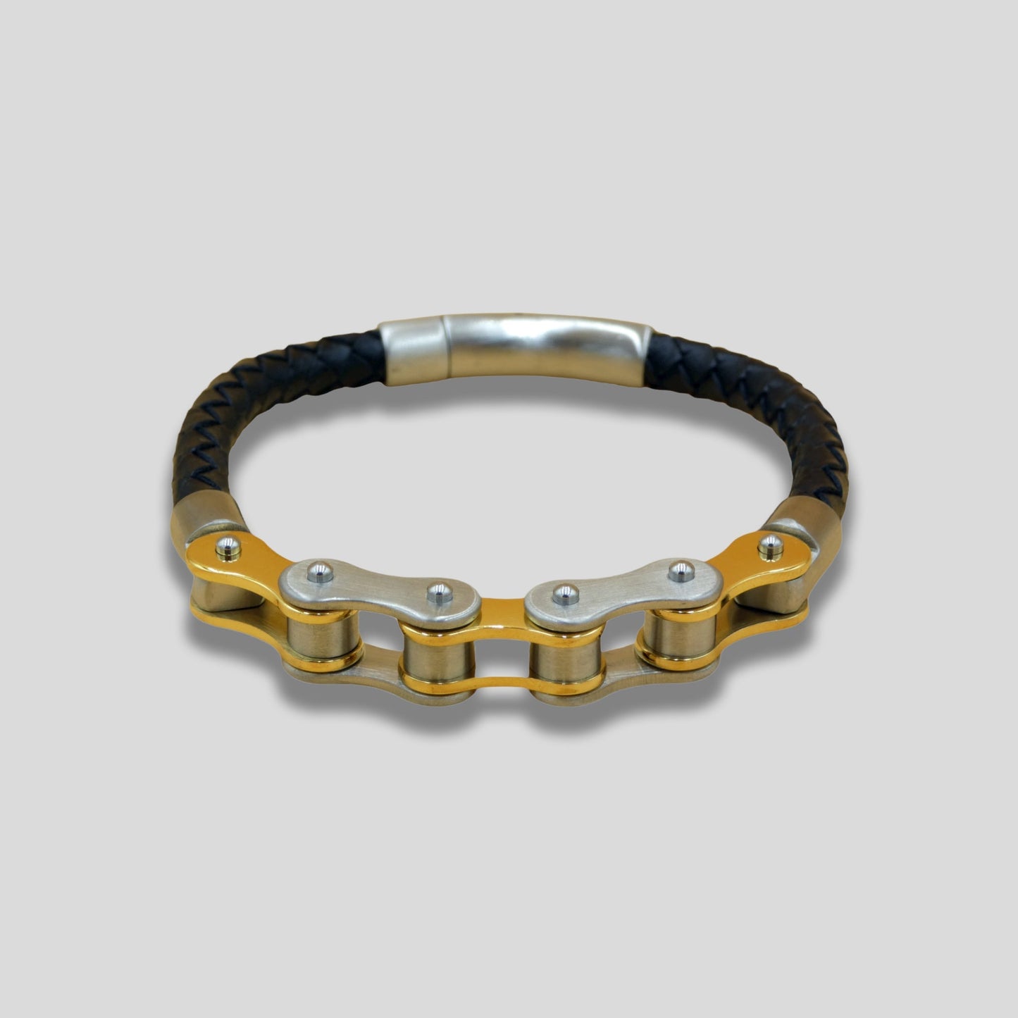 Blair Atholl Gold & Black Leather Bracelet