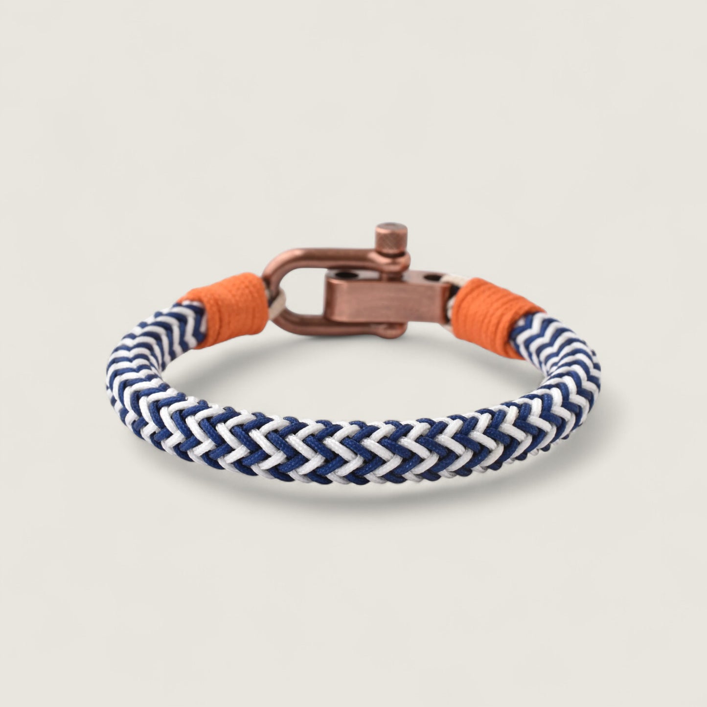Copper Shackle Blue/White Nylon Bracelet