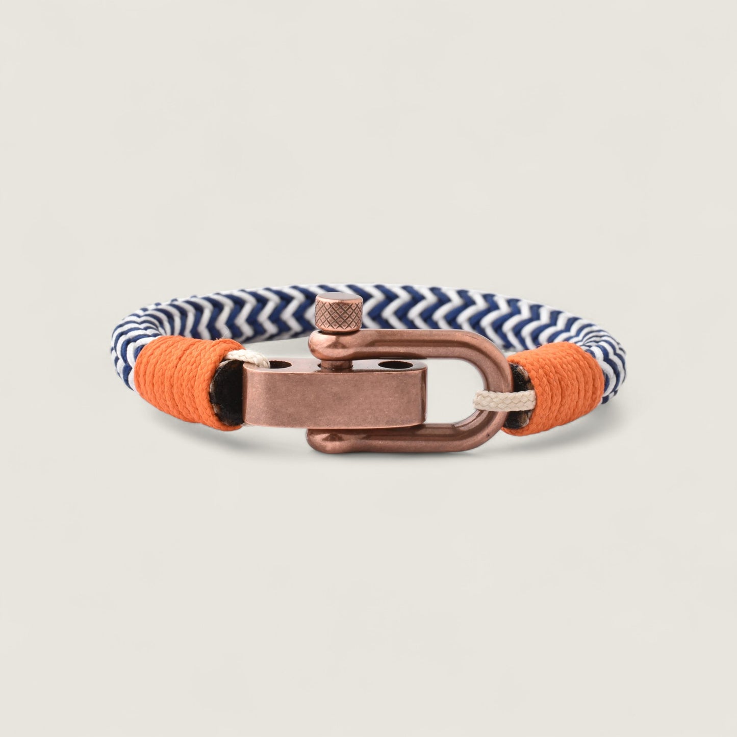 Copper Shackle Blue/White Nylon Bracelet