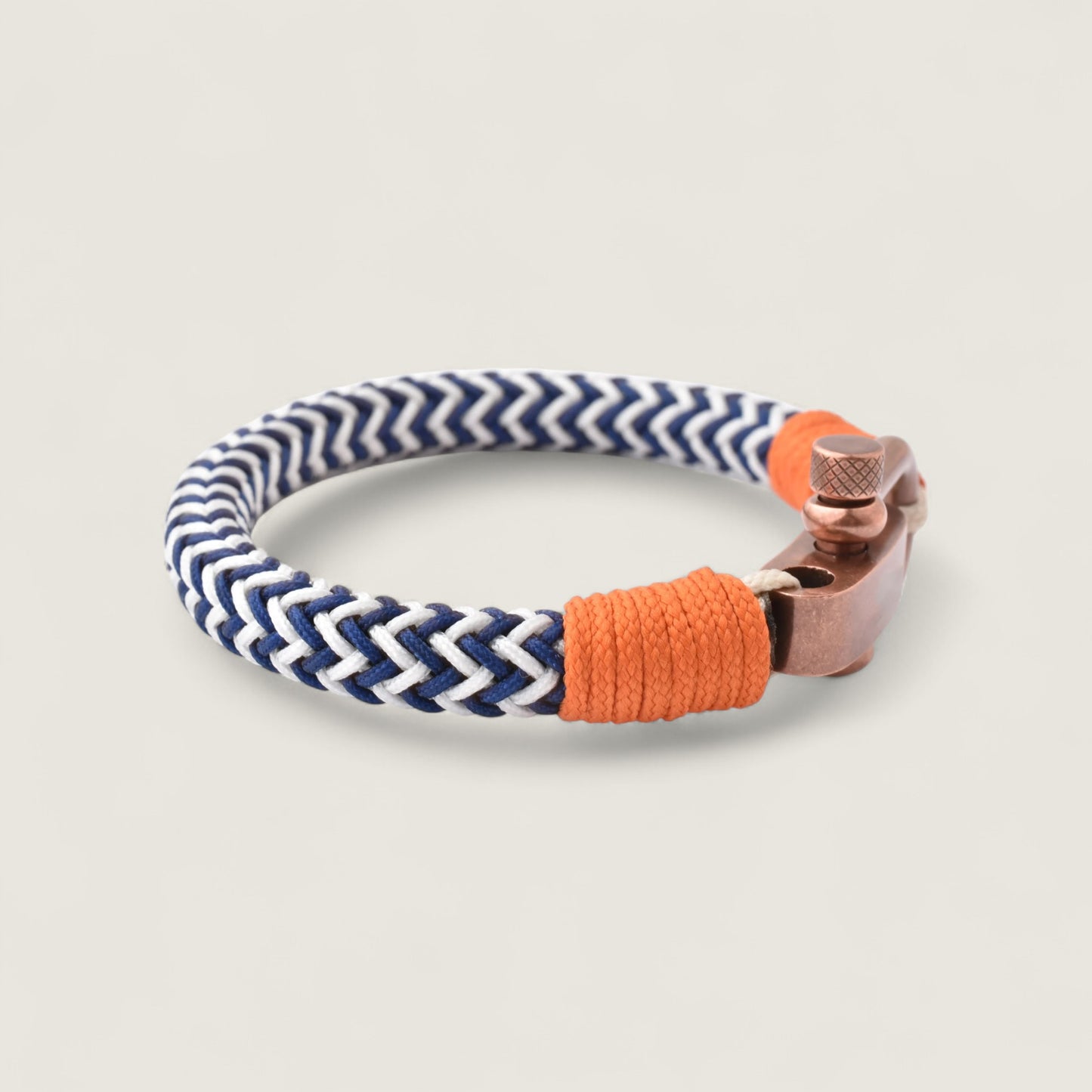 Copper Shackle Blue/White Nylon Bracelet