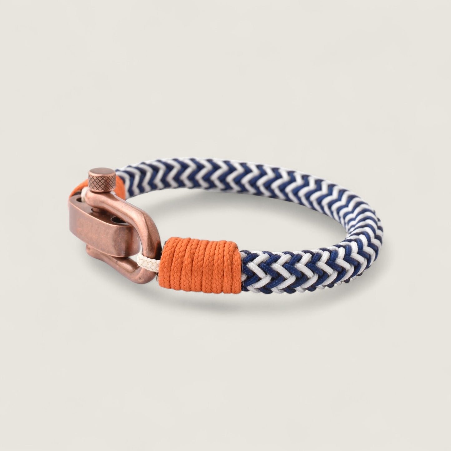 Copper Shackle Blue/White Nylon Bracelet