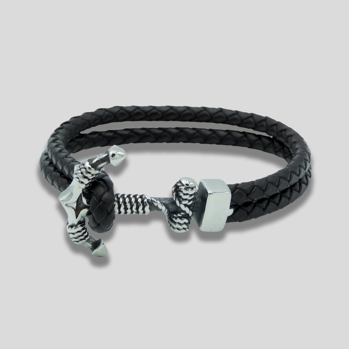 Viking Anchor Braided Bracelet - Brown