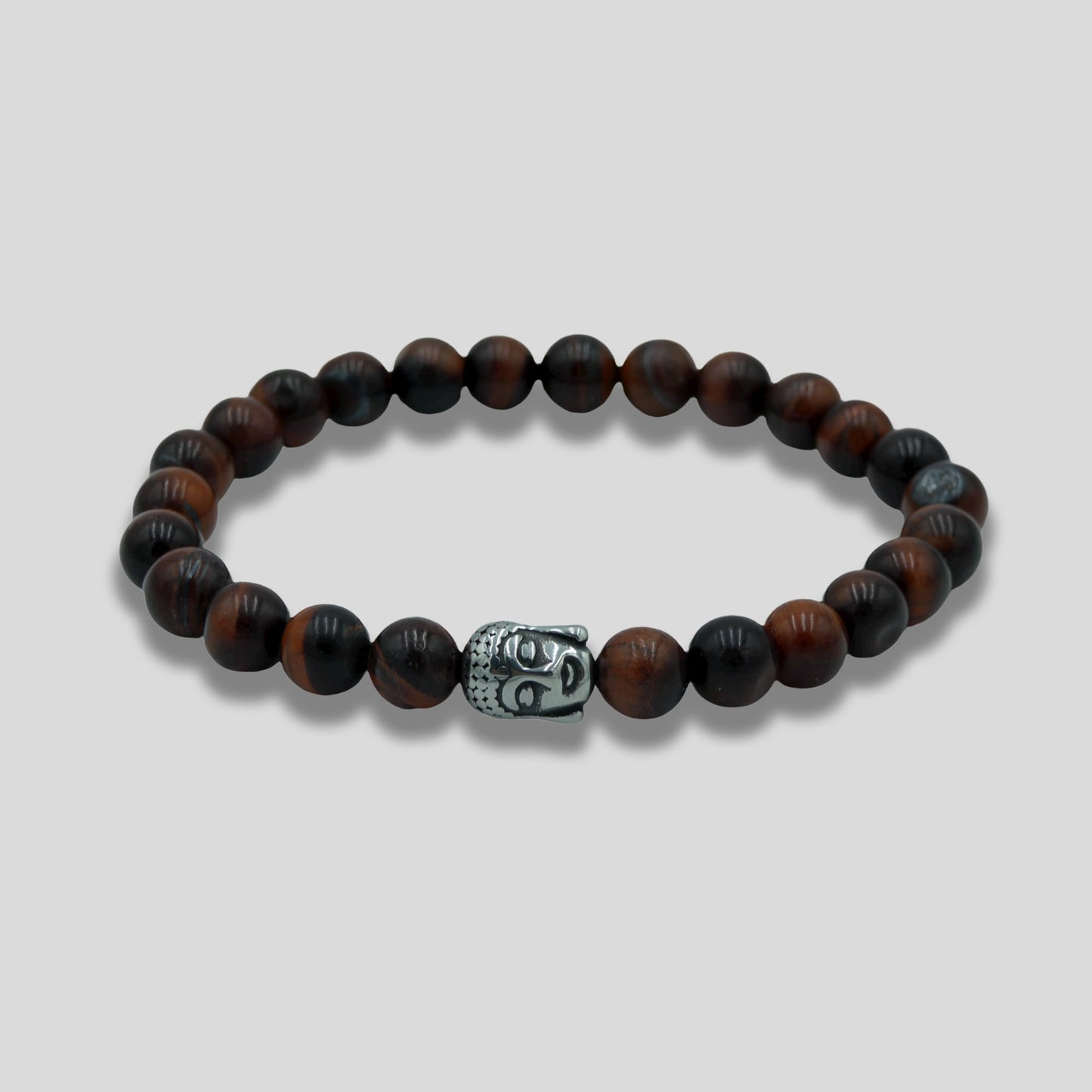 Handmade Tigers Eye Buddha Head Beaded Mens Bracelet