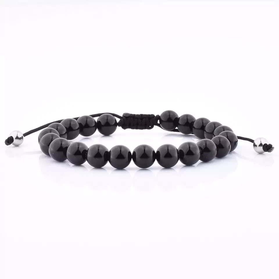 Black Bead Adjustable Bracelet