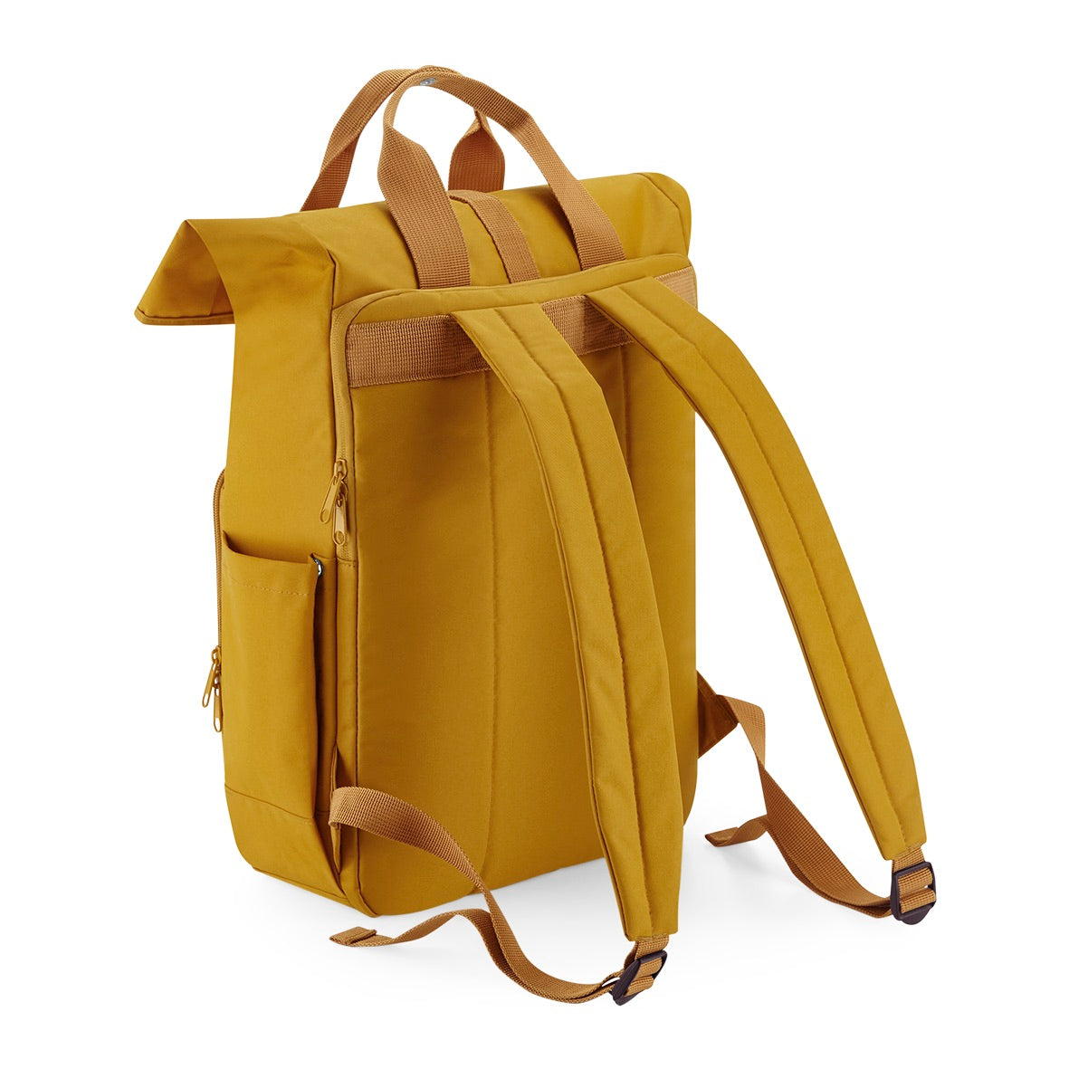 Mustard Recycled Twin Handle Roll-Top Backpack