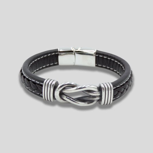 Chromatic Steel Leather Braided Bracelet
