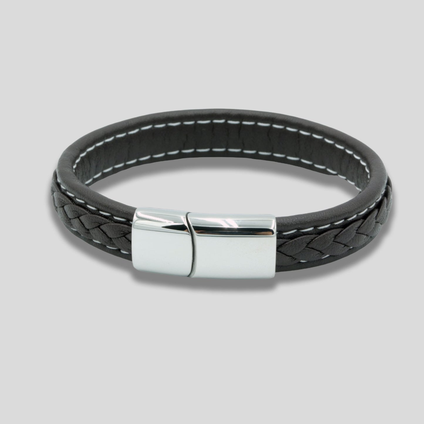 Brown Braided Leather Bracelet
