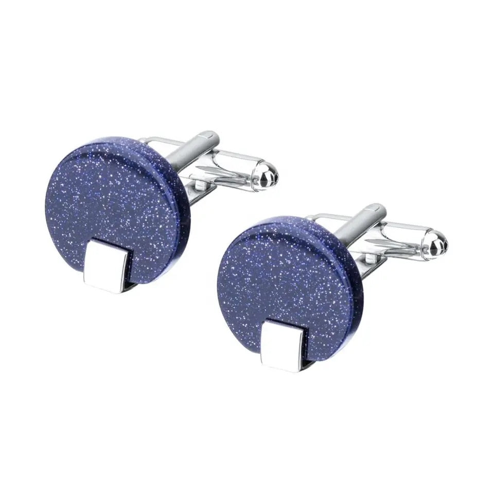 Round Blue Star Stone Cufflinks