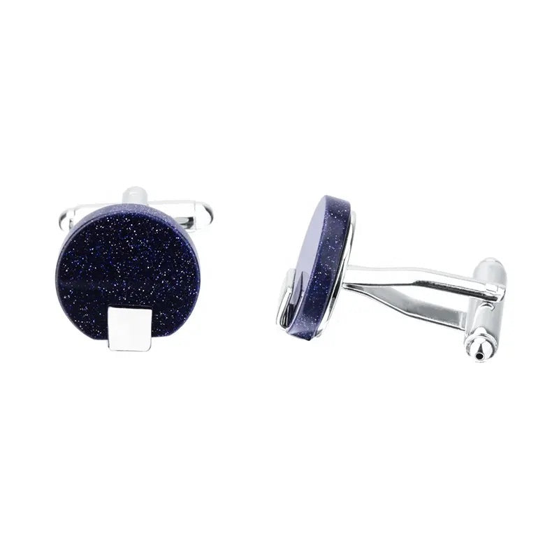 Round Blue Star Stone Cufflinks