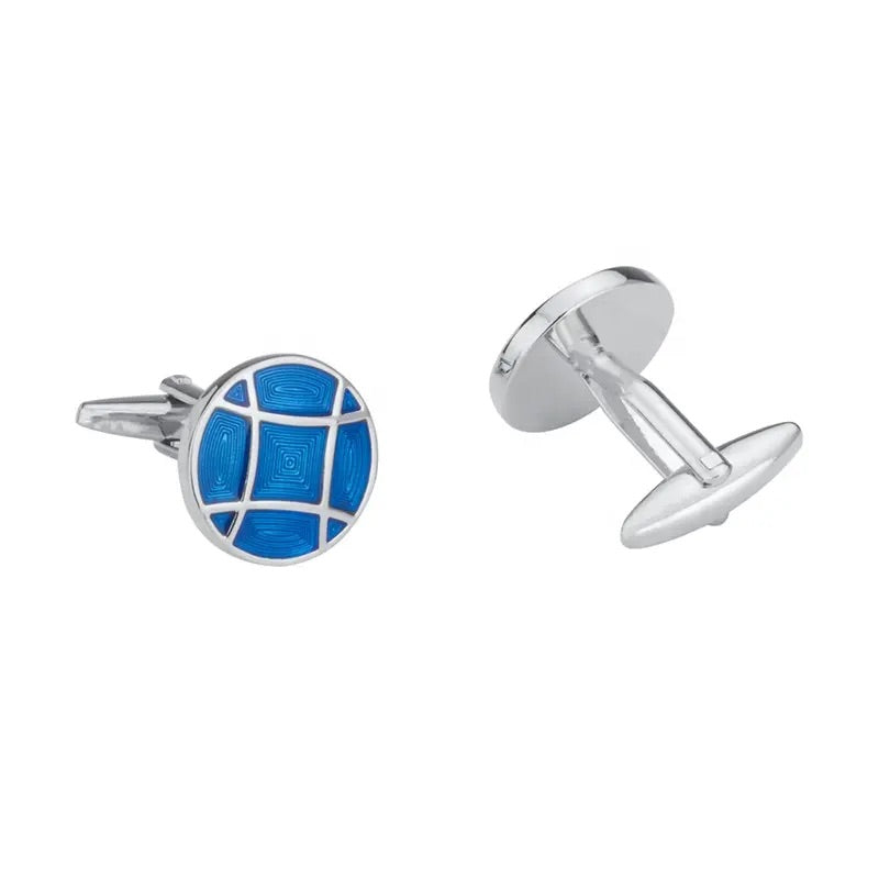 Round Blue Enamel Cufflinks