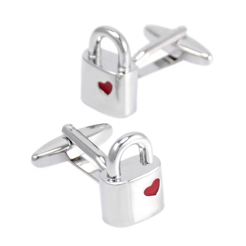 Love Heart Padlock Cufflinks