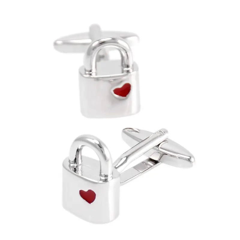 Love Heart Padlock Cufflinks