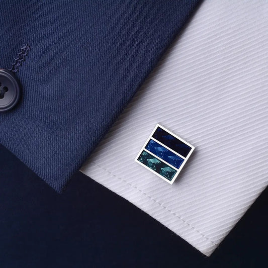 3 Stripe Square Enamel Cufflinks