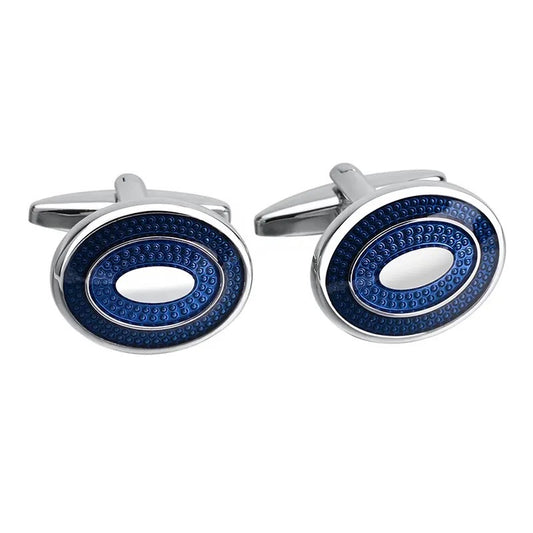 Oval Blue Enamel Cufflinks