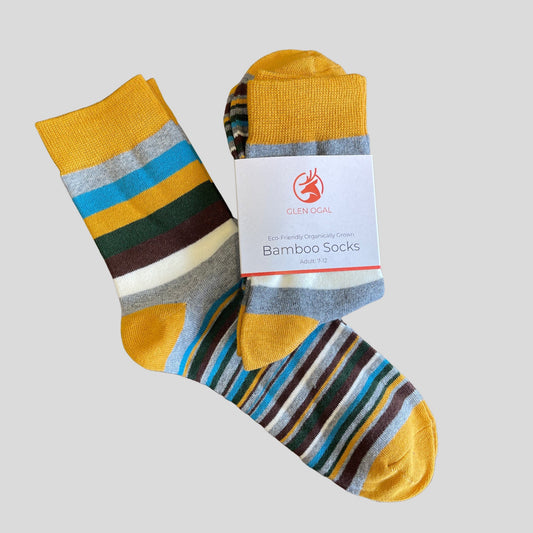 Mustard Bamboo Stripe Socks