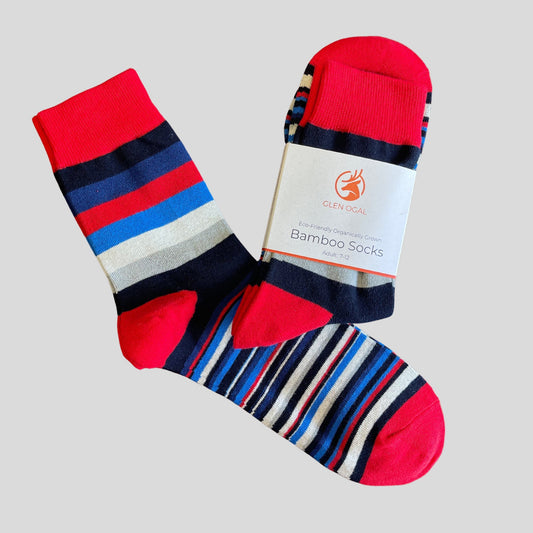 Red Bamboo Stripe Socks