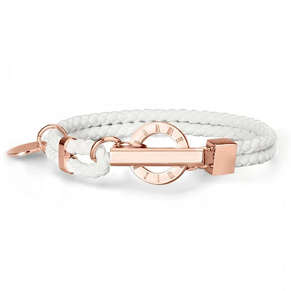Unisex White Leather Braided Bracelet