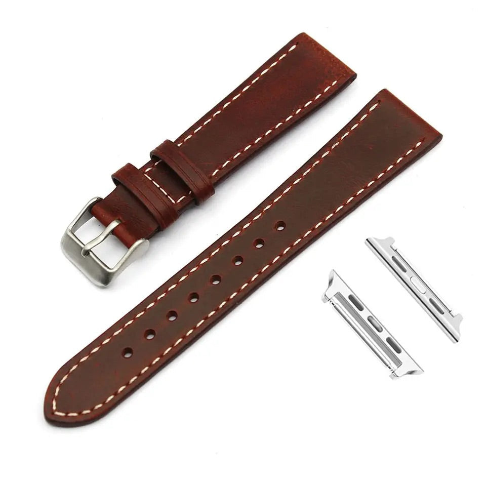 Burgundy Leather Strap for Apple Watch