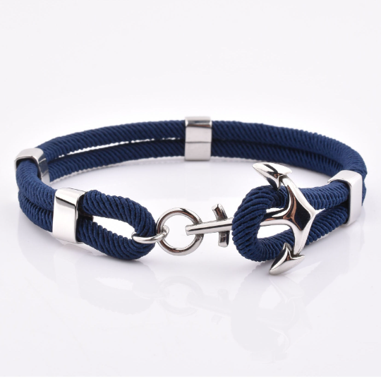 Navy Nylon  Anchor Bracelet