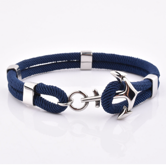 Navy Nylon  Anchor Bracelet