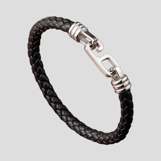 Single Black Leather Hook Bracelet