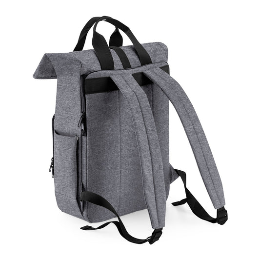 Grey Recycled Twin Handle Roll-Top Backpack