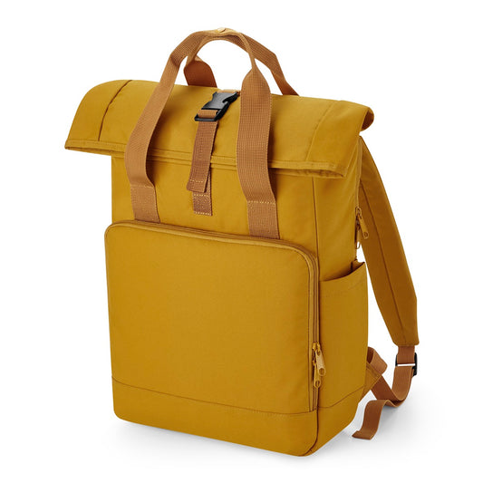 Mustard Recycled Twin Handle Roll-Top Backpack