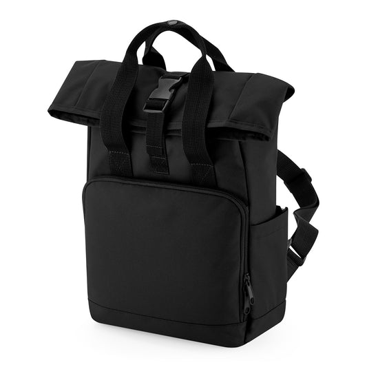 Black Recycled Twin Handle Roll-Top Backpack