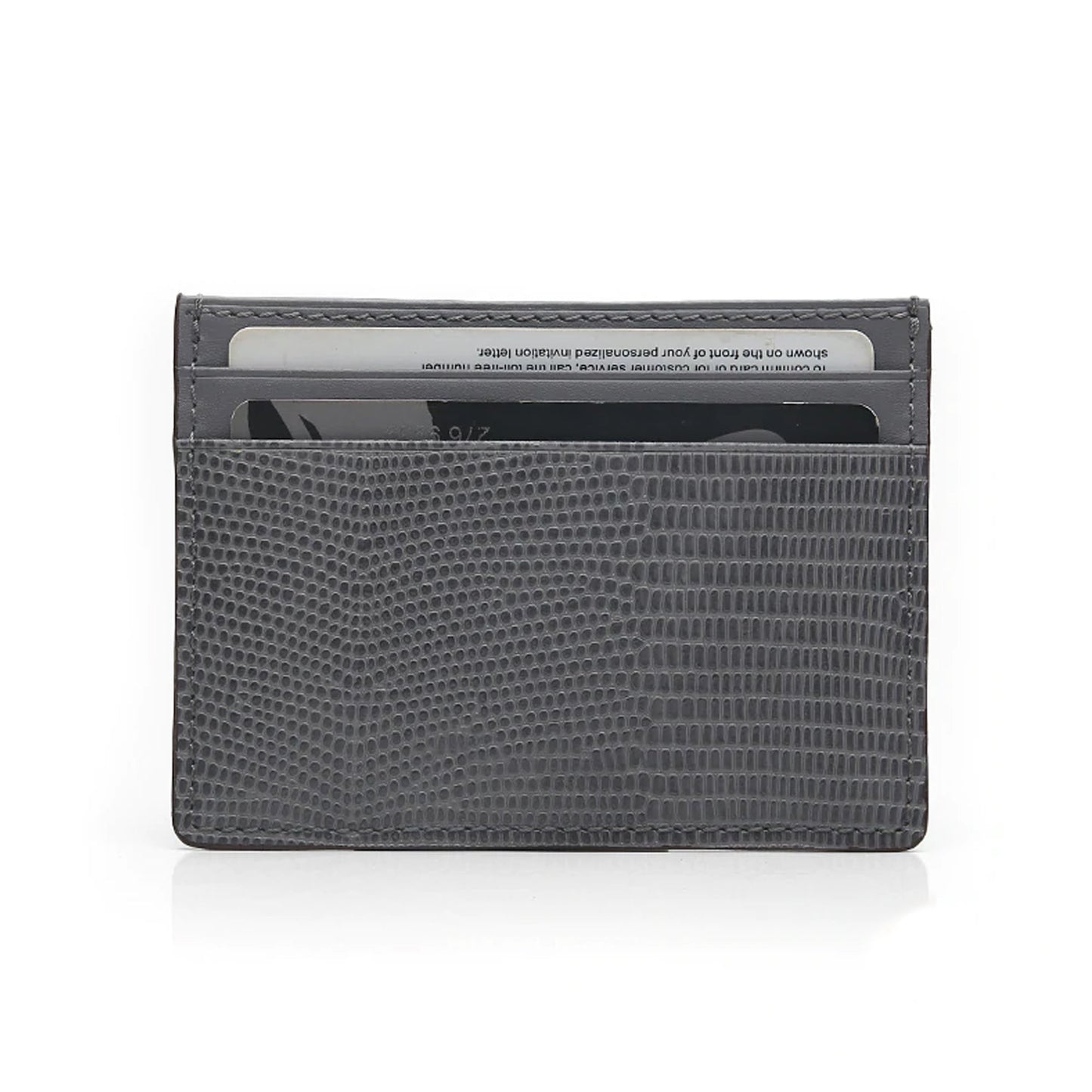 Grey Leather Card Holder Wallet