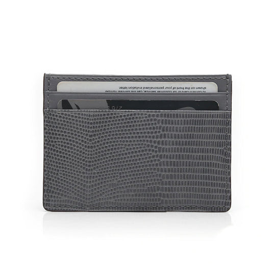 Grey Leather Card Holder Wallet